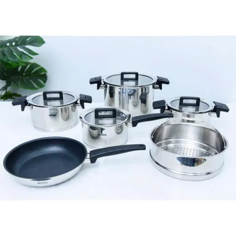 Bộ Nồi Đa Năng WOLL Concept NCSET006 - Bộ 10 Chi Tiết Nhập Khẩu Từ Đức, Chảo, Nồi, Xửng Hấp Cao Cấp, An Toàn, Tiện Lợi