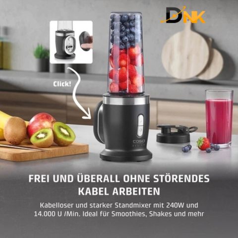 Máy Xay Sinh Tố Không Dây CASO Click & Blend 240W - Thiết Kế Nhỏ Gọn, Tiện Lợi, Dùng Ở Mọi Nơi, Bình Tritan 500ml An Toàn