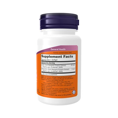 Viên Uống Lutein Zeaxanthin NOW 60 Viên - Bổ Mắt, Tăng Cường Nhận Thức, Hỗ Trợ Giấc Ngủ Từ Mỹ - YoungFit