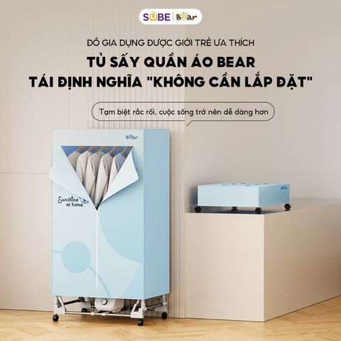 Tủ Sấy Quần Áo Bear PCD-4H12G - Công Nghệ Sấy 3D Hiện Đại, Khử Khuẩn 99,99%, Dung Tích 400L, Tiết Kiệm Không Gian Cho Gia Đình