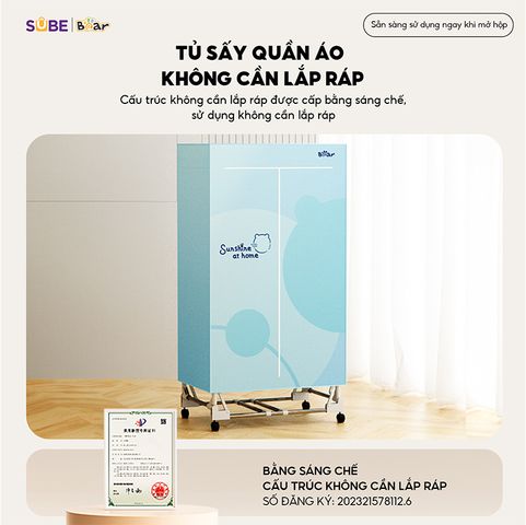 Tủ Sấy Quần Áo Bear PCD-4H12G - Công Nghệ Sấy 3D Hiện Đại, Khử Khuẩn 99,99%, Dung Tích 400L, Tiết Kiệm Không Gian Cho Gia Đình