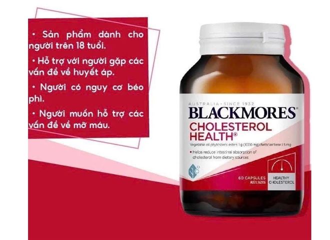 Viên uống hỗ trợ giảm cholesterol xấu Blackmores Cholesterol Health - Duy trì sức khỏe tim mạch (Hộp 60 viên)