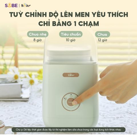 Máy làm sữa chua Bear SB-SC12C 1L - Thiết kế nhỏ gọn, 3 chế độ ủ thông minh, làm sữa chua tươi ngon tại nhà dễ dàng.