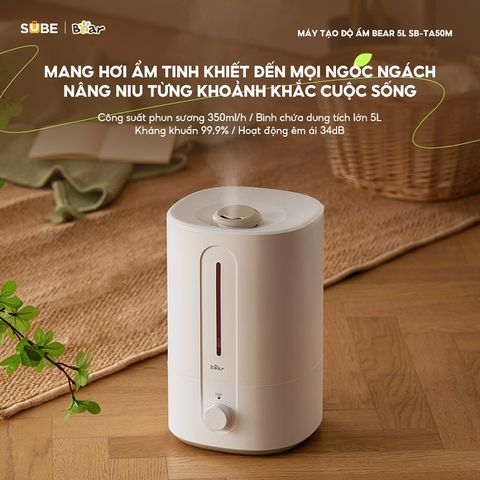 Máy Phun Sương Tạo Ẩm Bear 5L SB-TA50M - Cung Cấp Ẩm, Bảo Vệ Sức Khỏe Gia Đình, Hiệu Quả Cao, Dễ Sử Dụng