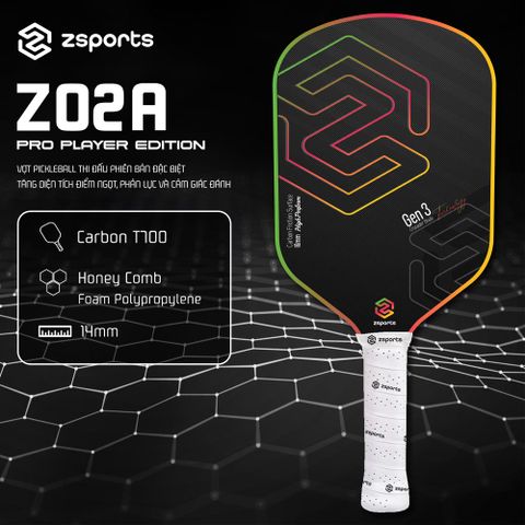 Vợt Pickleball Carbon ZSPORTS Z02 Gen 3 Core Pro Edition 16mm - Thiết kế chính xác cho người chơi chuyên nghiệp