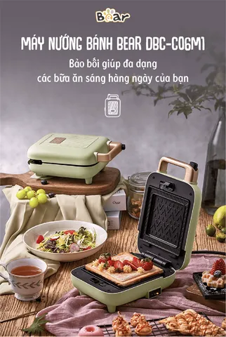 Máy Nướng Kẹp Bánh Mì Bear DBC-C06M1 - Thiết Kế Gọn Nhẹ, Dung Tích 7L, Công Nghệ Nhào Tự Động, Dễ Dàng Sử Dụng