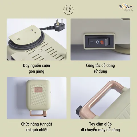 Máy Nướng Kẹp Bánh Mì Bear DBC-C06M1 - Thiết Kế Gọn Nhẹ, Dung Tích 7L, Công Nghệ Nhào Tự Động, Dễ Dàng Sử Dụng