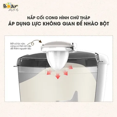 Máy trộn bột Bear 5L DM-B50V1 - Công suất 200W, Nhồi bột tự động, Thiết kế gọn nhẹ, Dễ vệ sinh, Phù hợp cho gia đình và quán ăn nhỏ.