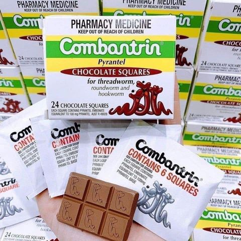 Tẩy giun Socola Úc Combantrin (Vỉ 6 ô) cho trẻ nhỏ và người lớn _Bee Mart