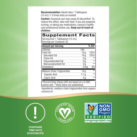Dầu MCT Oil hữu cơ Organic Nature’s Way 480ml [Hàng Mỹ]