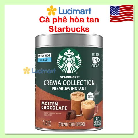  Cà phê Starbucks hòa tan 100% cà phê Arabica Crema Collection Premium Instant, hộp 202 gram [Hàng Mỹ]