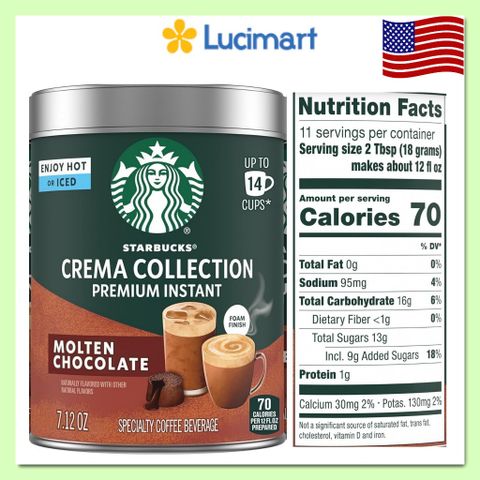  Cà phê Starbucks hòa tan 100% cà phê Arabica Crema Collection Premium Instant, hộp 202 gram [Hàng Mỹ]