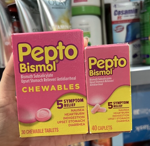 Viên uống tiêu hóa dạ dày Pepto Bismol 30 viên - Giải pháp giảm đầy hơi, ợ chua, tiêu chảy hiệu quả cho sức khỏe đường ruột
