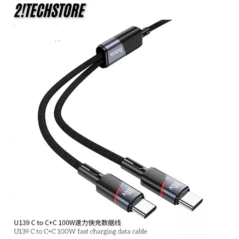 Cáp sạc Type-C Hoco U139 100W sạc nhanh 2in1 Type C To Type C + LN