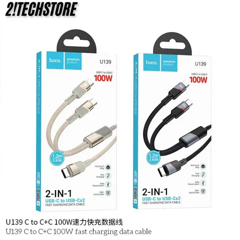 Cáp sạc Type-C Hoco U139 100W sạc nhanh 2in1 Type C To Type C + LN