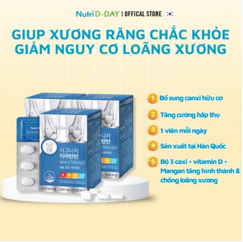 Viên Uống Bổ Sung Canxi Hữu Cơ Nutri D-DAY Hàn Quốc - Hỗ Trợ Sức Khỏe Xương Khớp & Phát Triển Chiều Cao Cho Trẻ Em