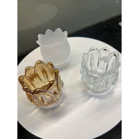 Chân Nến Thủy Tinh Hoa TULIP Trong Suốt - Trang Trí Nhà Đẹp, Quà Tặng Tâm Linh Ý Nghĩa