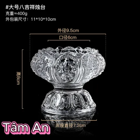 Chân Đèn Nến Hoa Sen Thủy Tinh Tâm An - Đế Nến Trang Trí Nhà Cửa, Dùng Trong Lễ Hội & Không Gian Thanh Tịnh