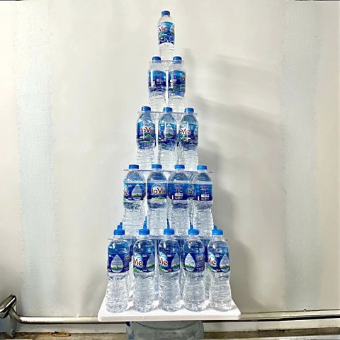 Tháp Nước Mica 5 Tầng Vuông Cao Cấp - Bày Trí Nước Cúng Gia Tiên, Lễ Hội Tâm Linh và Điện Thờ 55 Chai