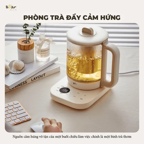 Máy Pha Trà Bear SB-PT15K 1.5L - Thiết Kế Hiện Đại, Đa Chức Năng, Giữ Nhiệt 12giờ, Lọc Inox 304, Dễ Dàng Sử Dụng