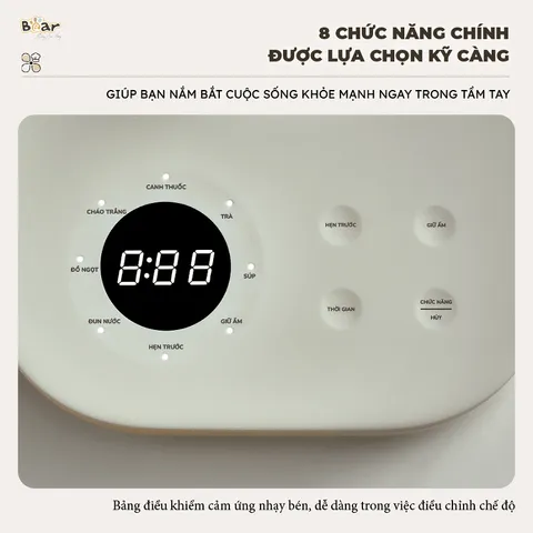 Máy Pha Trà Bear SB-PT15K 1.5L - Thiết Kế Hiện Đại, Đa Chức Năng, Giữ Nhiệt 12giờ, Lọc Inox 304, Dễ Dàng Sử Dụng