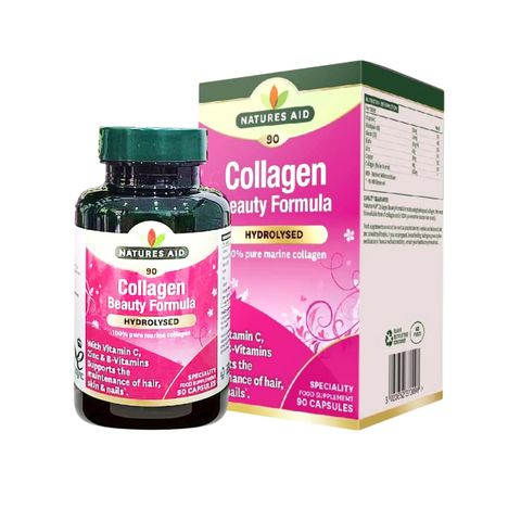 Collagen Beauty Formula NATURES AID - Viên uống bổ sung Collagen, Zinc, Vitamin C và Vitamin B cho làn da khỏe đẹp, ngăn ngừa lão hóa