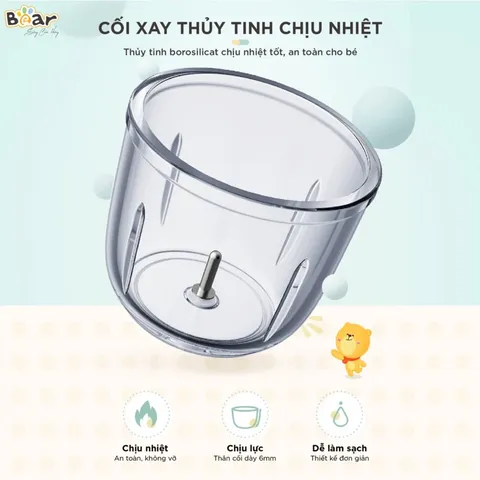 Máy Xay Ăn Dặm Bear GR-B06V1 - Thiết Kế Dễ Thương, Dung Tích 0.6L, Xay Thực Phẩm Nhỏ, Gia Vị, an toàn cho Bé