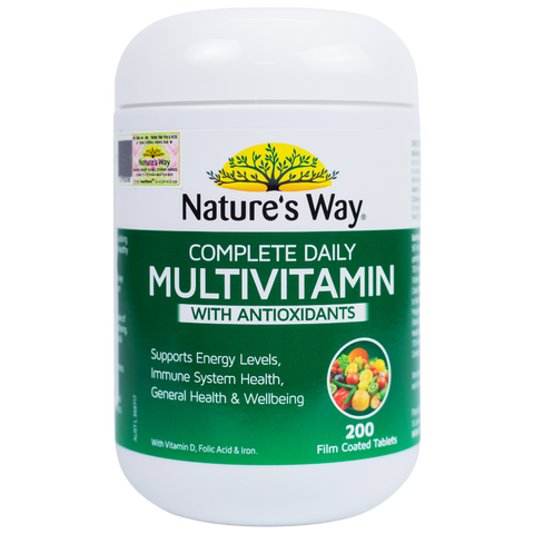 Viên uống bổ sung Vitamin tổng hợp Nature’s Way Complete Daily Multivitamin 200 viên - Hỗ trợ sức khỏe và tăng cường miễn dịch