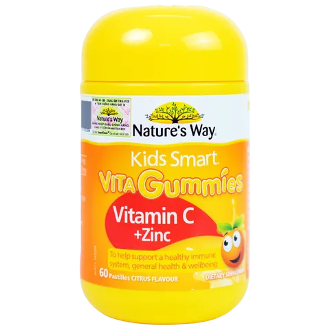 Kẹo Dẻo Bổ Sung Vitamin C & Kẽm Nature’s Way Kids Smart Vita Gummies 60 Viên - Tăng Cường Miễn Dịch Cho Trẻ Em