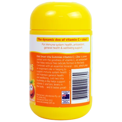 Kẹo Dẻo Bổ Sung Vitamin C & Kẽm Nature’s Way Kids Smart Vita Gummies 60 Viên - Tăng Cường Miễn Dịch Cho Trẻ Em