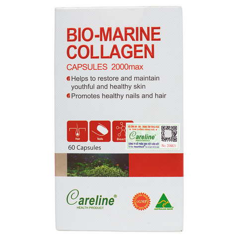Viên uống collagen Careline Bio Marine Collagen 60 viên - Bổ sung collagen từ da cá biển, chống lão hóa và chăm sóc da khỏe mạnh