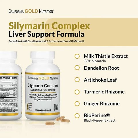 Viên Uống Kế Sữa Silymarin Complex California Gold Nutrition - Thải Độc Gan, Hỗ Trợ Chức Năng Gan, 120-360 Viên Nhộng Nhập Mỹ