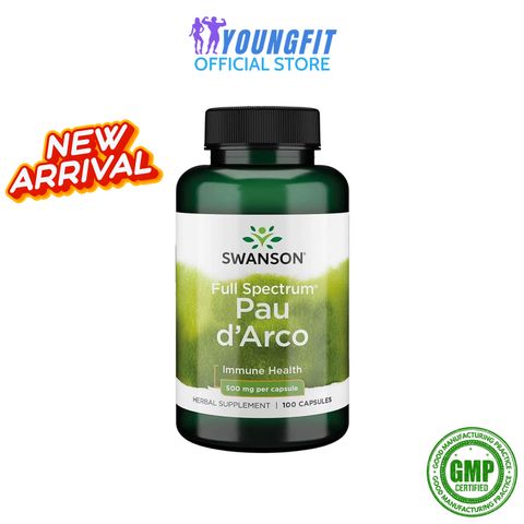 Viên Uống Pau D'Arco Swanson - Hỗ Trợ Chống Lão Hóa & Tăng Cường Sức Khỏe Toàn Diện (Hộp 100 Viên)