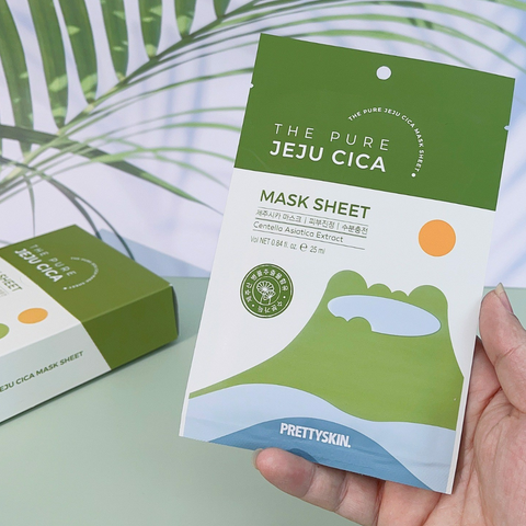 Mặt Nạ Dưỡng Ẩm The Pure Jeju Cica Prettyskin - Chăm Sóc Da Khỏe Mạnh, Giảm Viêm, Cung Cấp Độ Ẩm Nhanh Chóng