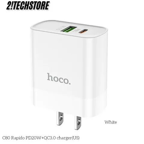 Củ sạc Hoco C80 hai cổng Type-C và USB sạc nhanh