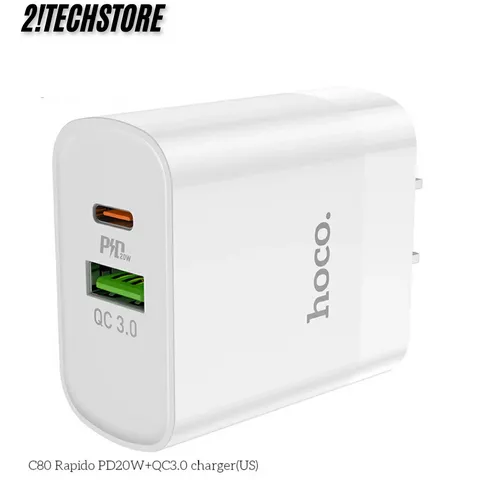 Củ sạc Hoco C80 hai cổng Type-C và USB sạc nhanh