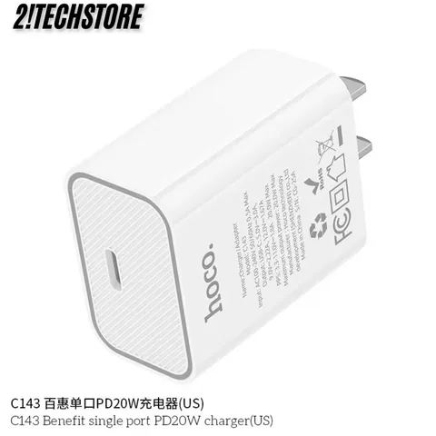 Củ Sạc chận dẹt Hoco C143 20W Sạc Nhanh Type-C tương thích mọi thiết bị