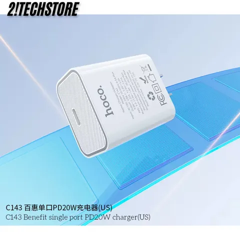 Củ Sạc chận dẹt Hoco C143 20W Sạc Nhanh Type-C tương thích mọi thiết bị