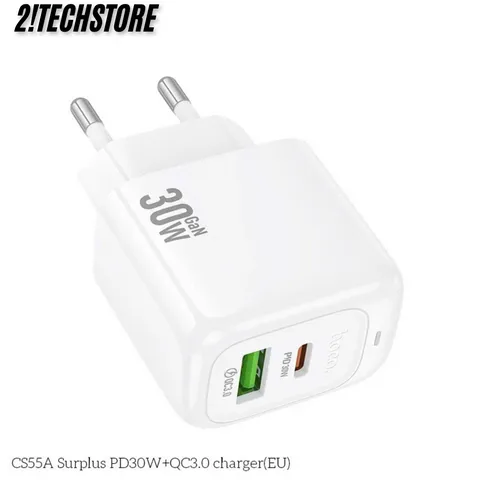 Củ sạc Hoco CS55A Nhanh 30W Type-C USB 2 Cổng sạc, Phù Hợp với điện thoại IP, Android.