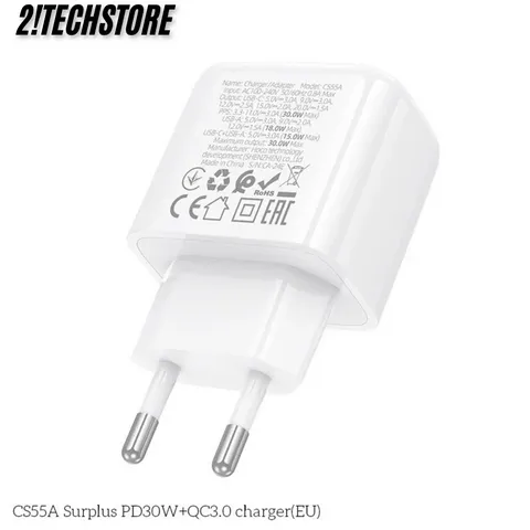 Củ sạc Hoco CS55A Nhanh 30W Type-C USB 2 Cổng sạc, Phù Hợp với điện thoại IP, Android.