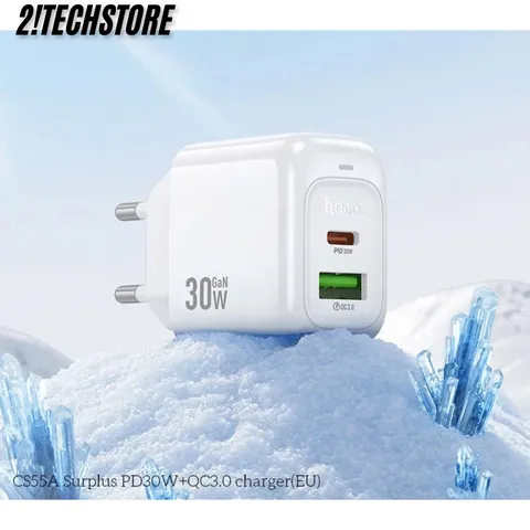Củ sạc Hoco CS55A Nhanh 30W Type-C USB 2 Cổng sạc, Phù Hợp với điện thoại IP, Android.