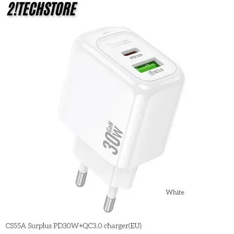 Củ sạc Hoco CS55A Nhanh 30W Type-C USB 2 Cổng sạc, Phù Hợp với điện thoại IP, Android.