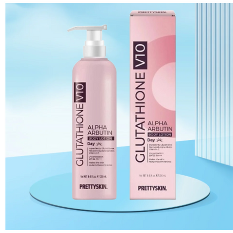 Kem Dưỡng Thể Ban Ngày Pretty Skin Glutathione V10 Alpha Arbutin - Sữa Dưỡng Trắng Da Hàn Quốc 250ml, Cấp Ẩm và Nâng Tone Da