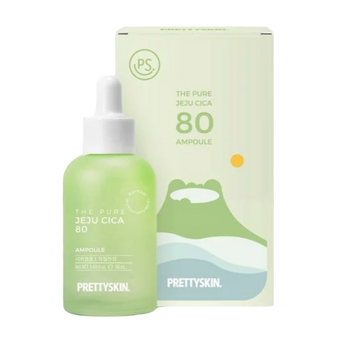 Tinh Chất Rau Má The Pure Jeju Cica 80 Ampoule Prettyskin 50ml - Serum Chăm Sóc Da Ngăn Ngừa Mụn, Làm Dịu Da Tổn Thương