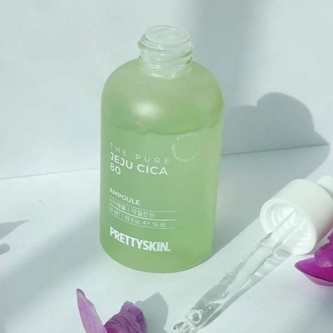 Tinh Chất Rau Má The Pure Jeju Cica 80 Ampoule Prettyskin 50ml - Serum Chăm Sóc Da Ngăn Ngừa Mụn, Làm Dịu Da Tổn Thương