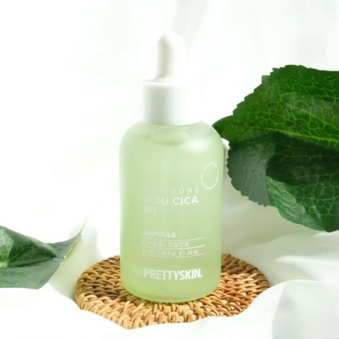 Tinh Chất Rau Má The Pure Jeju Cica 80 Ampoule Prettyskin 50ml - Serum Chăm Sóc Da Ngăn Ngừa Mụn, Làm Dịu Da Tổn Thương