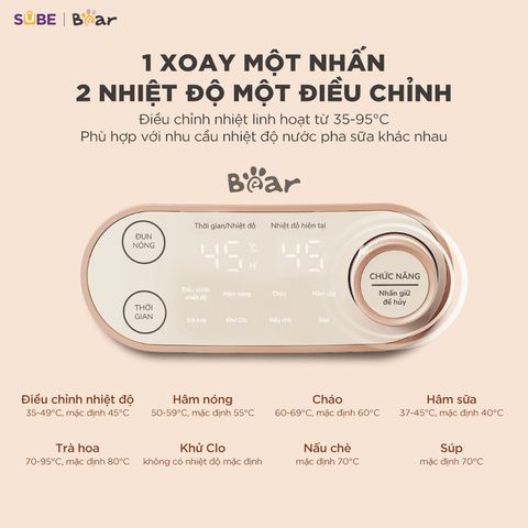 Máy hâm sữa tiệt trùng Bear WW-4H12M - Công nghệ cảm biến hồng ngoại, điều chỉnh nhiệt độ từ 35°C đến 95°C, sử dụng dễ dàng, dung tích 1.2L