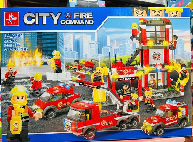 LX A341 City Fire Command Đồ chơi xây dựng chủ đề đội cứu hỏa gồm 788 chi tiết mô phỏng trạm cứu hỏa và xe cộ cứu hỏa đa dạng