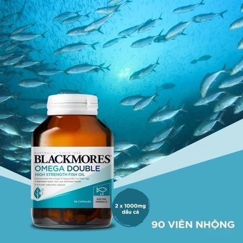 Viên Uống Blackmores Omega Double Cao Cấp Bổ Sung Omega-3, DHA, EPA - Hộp 90 Viên Từ Úc, Tăng Cường Sức Khỏe Tim Mạch và Da