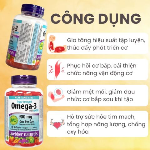 Viên uống Webber Naturals Triple Strength Omega 3 + CoQ10 - Hỗ trợ tim mạch, 80 viên, bổ sung sức khỏe tối ưu từ Canada